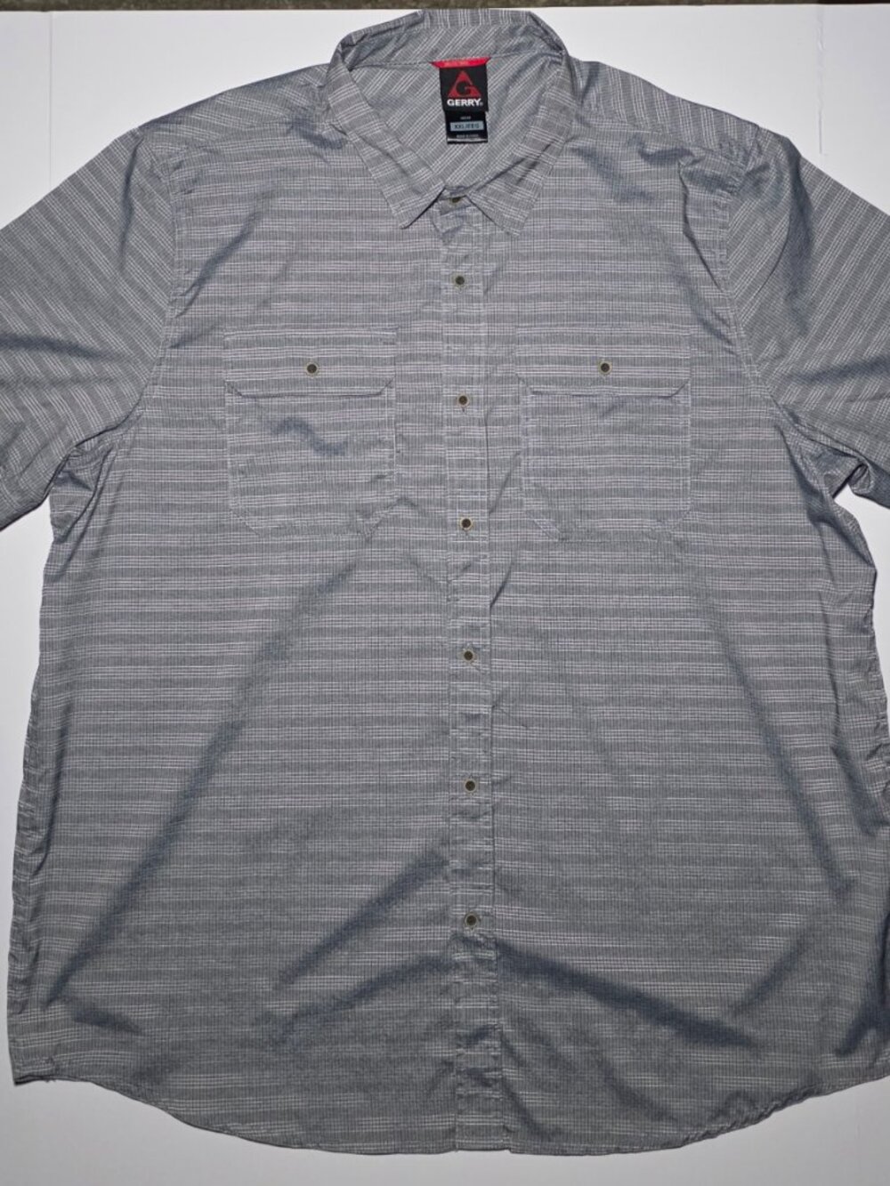 Gerry Mens Gray Striped Two Pocket Button Up Shirt Size XXL